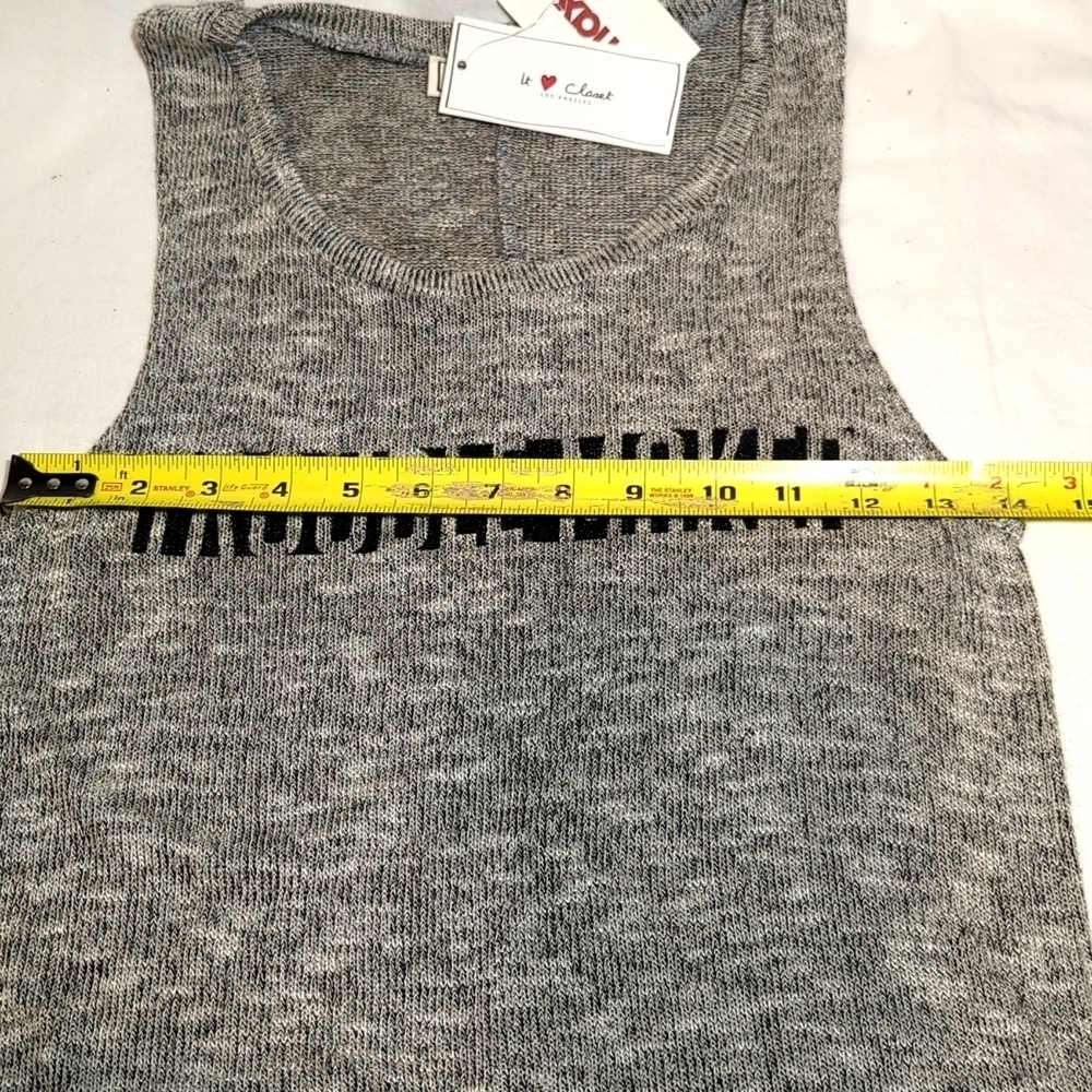 Troublemaker Tank Top XS, Black and White Heathered Sweater Lightweight - Picture 5 of 7